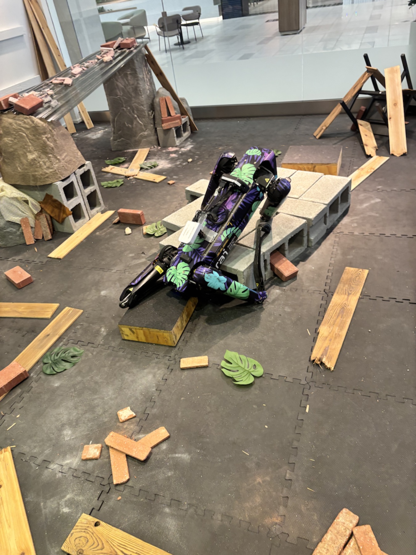 Spot navigating the modular disaster-response obstacle course